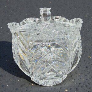 Noritake Hampton Hall Clear Full Lead Crystal Bowl Container WLid Trinket Holder